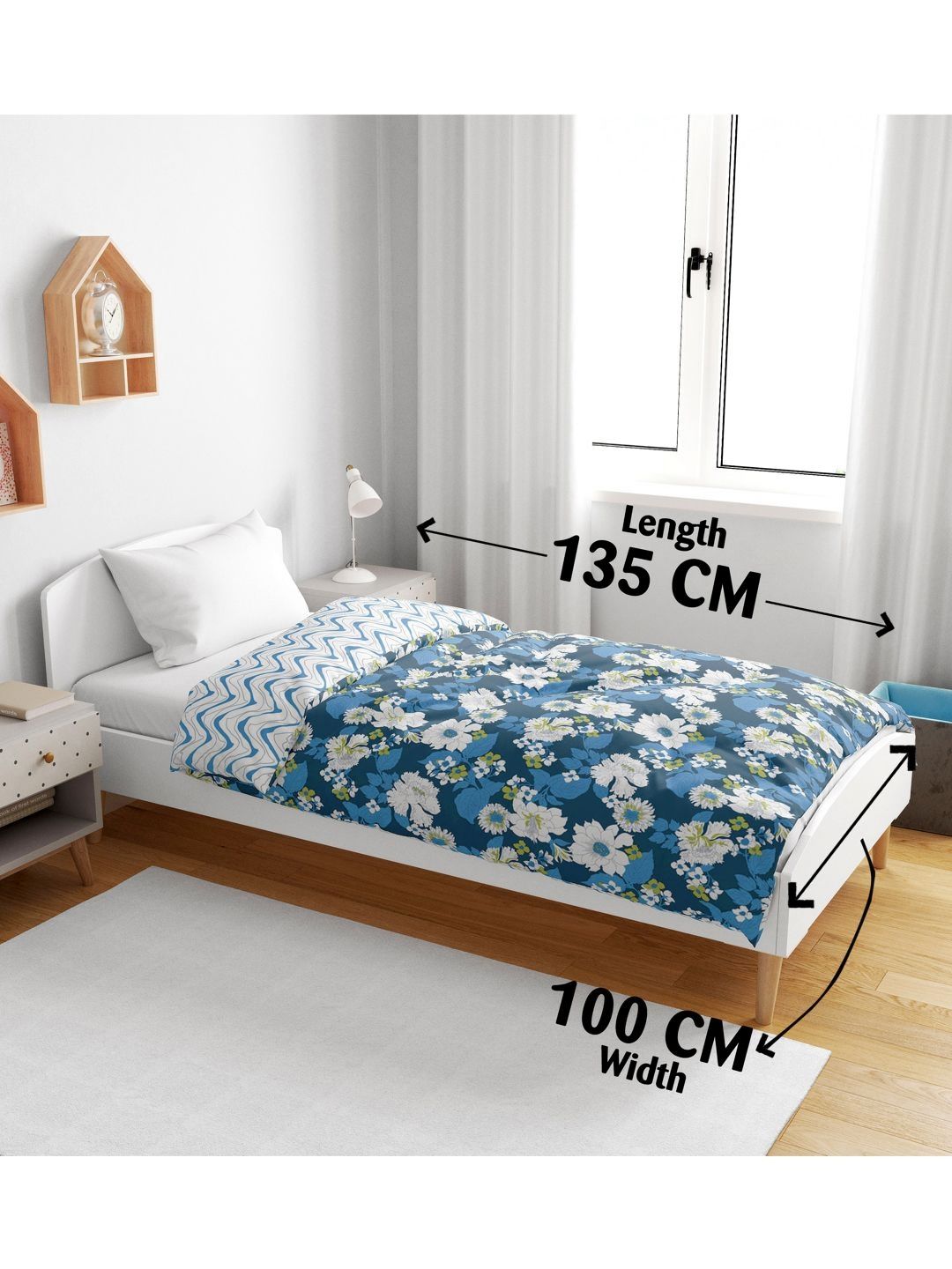 Divine Casa Blue & White Floral Microfiber AC Room 120 GSM Single Bed Blanket-image-34