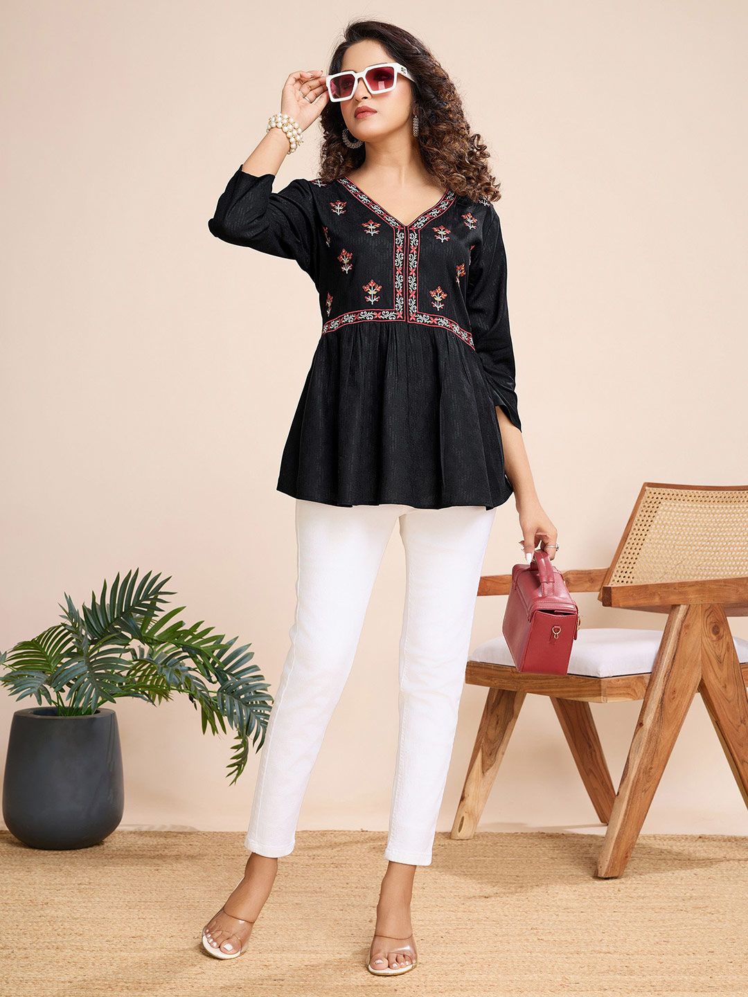 Magnolia Embroidered Peplum Top main image 1