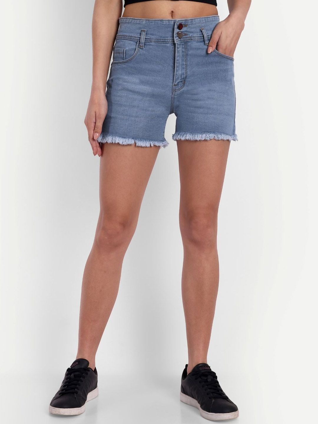 Blue Ronin Women Regular Fit Mid-Rise Denim Shorts-picture-30