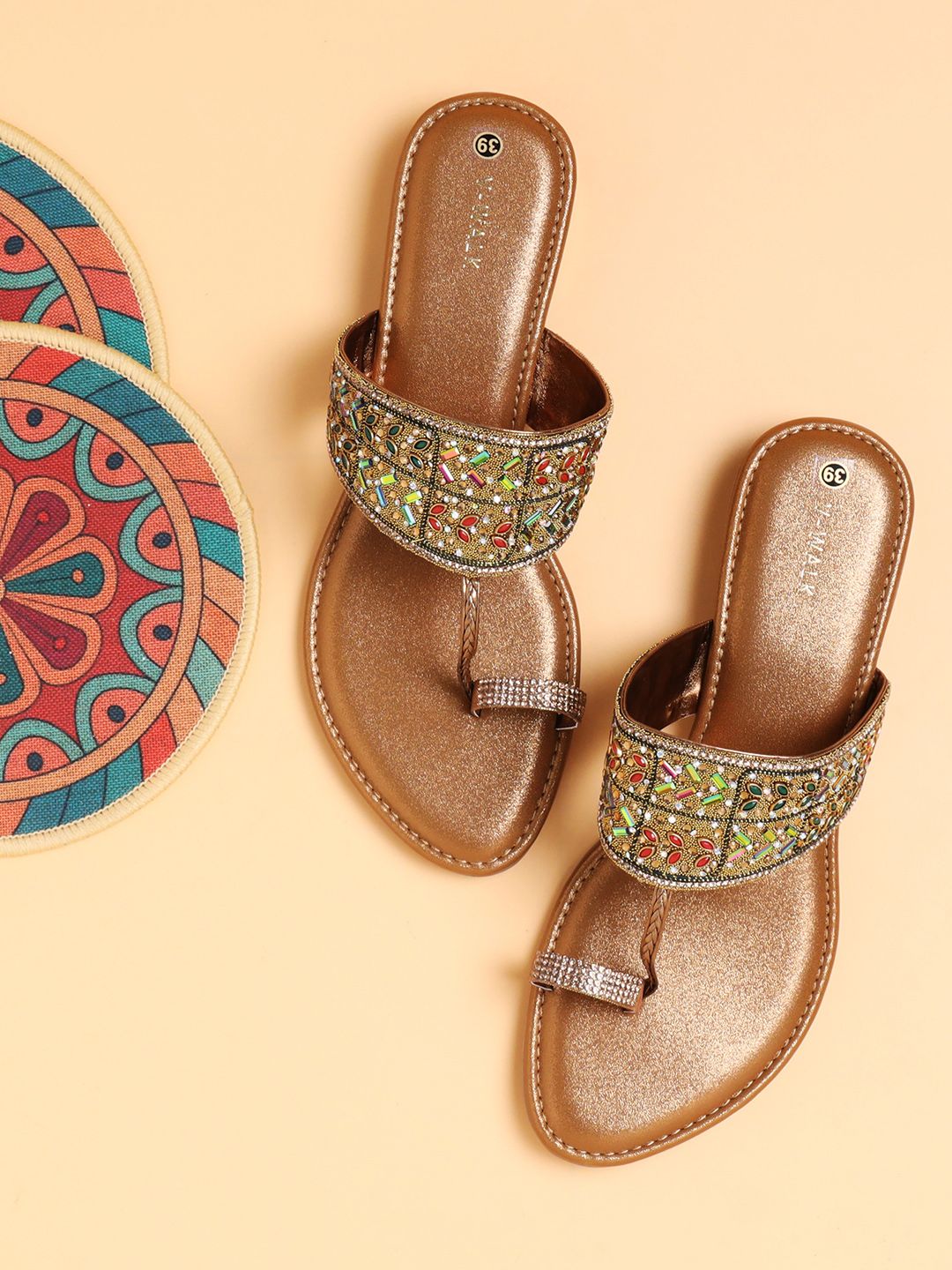 V-WALK Women Embellished Ethnic One Toe Flats-picture-23