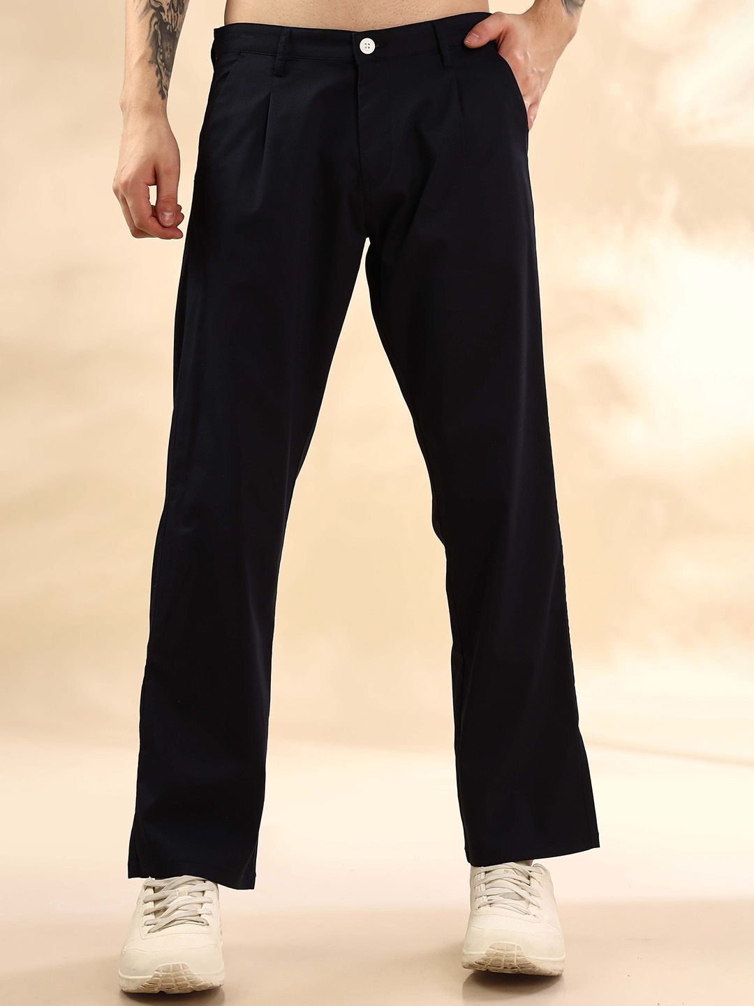 Mast & Harbour Men Loose Fit Mid-Rise Pleated Trousers-picture-19