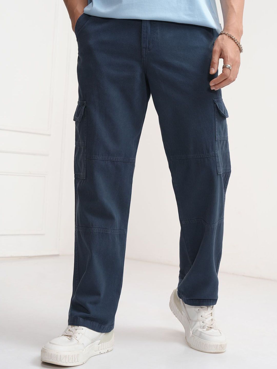 HIGHLANDER Men Cotton Straight Fit Cargos Trousers-picture-14