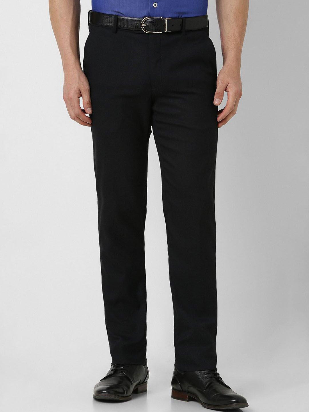 Peter England Men Slim Fit Mid-Rise Flat-Front Formal Trousers-picture-28