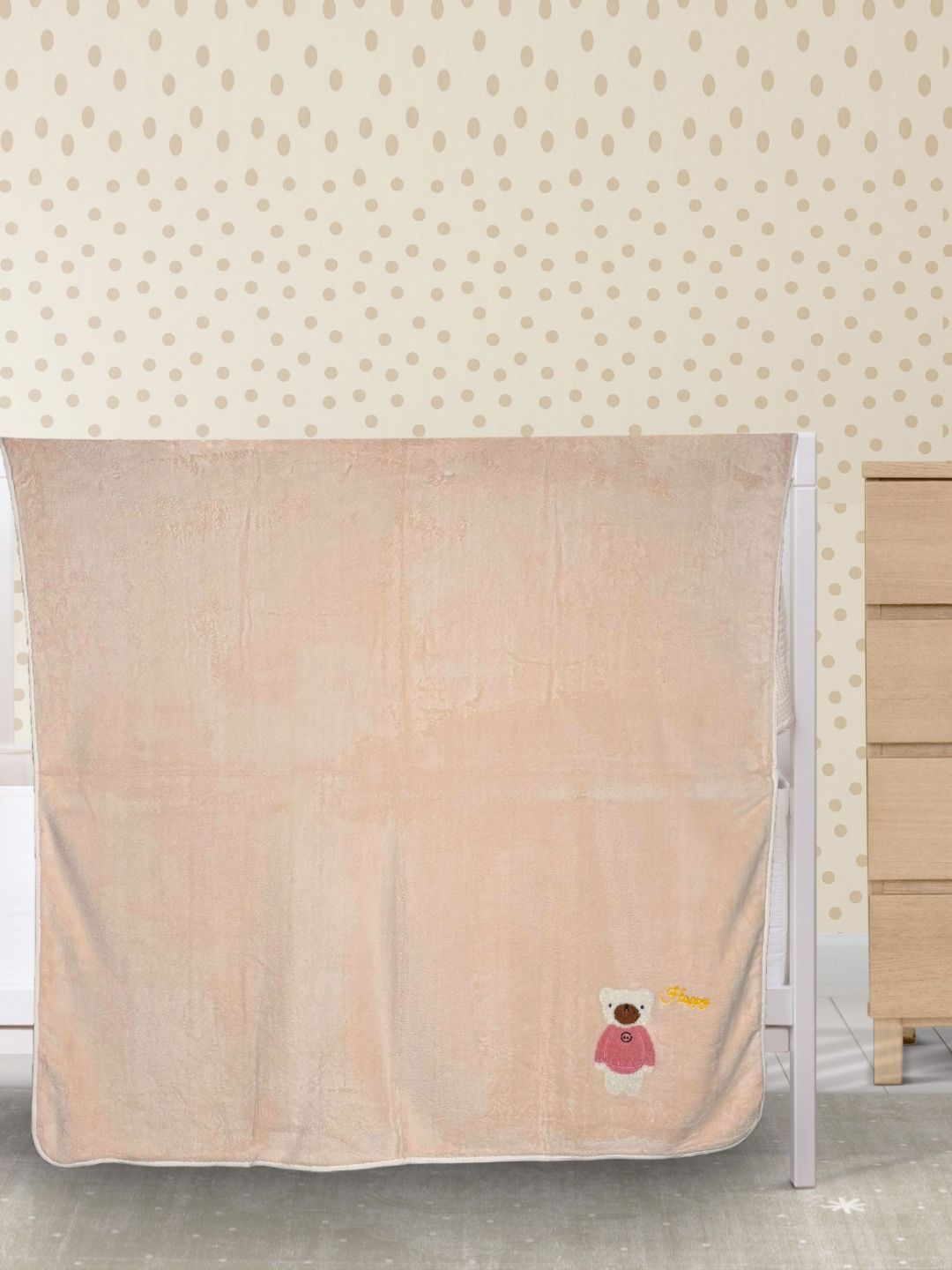 Florida Peach-Coloured & White Striped Fleece Single Bed Blanket-picture-57