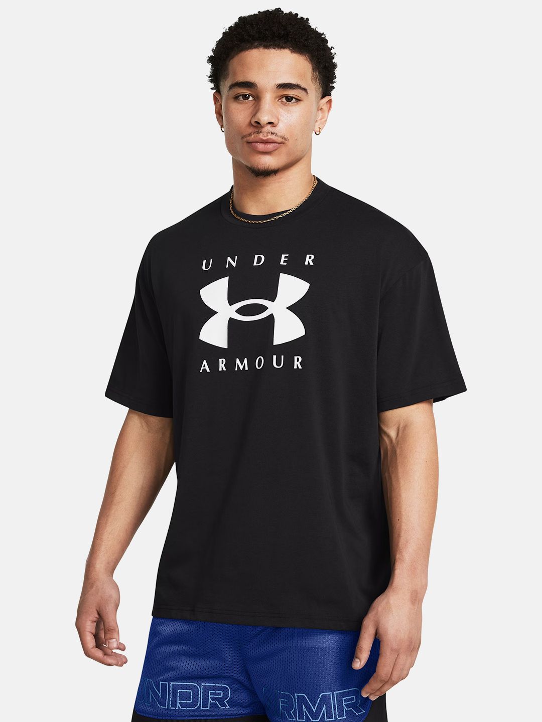 UNDER ARMOUR Brand Logo Printed Drop-Shoulder Sleeves Training Oversized Sports T-shirt-image-31
