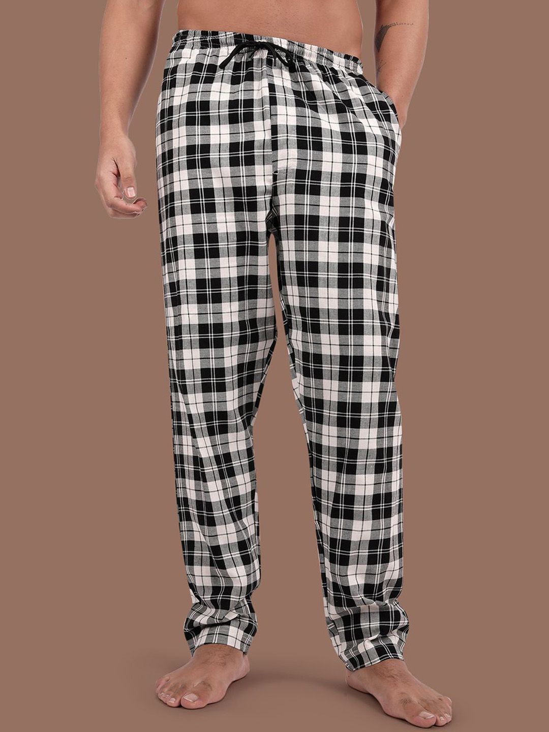 Kryptic Checked Men Pure Cotton Mid-Rise Woven Lounge Pants-picture-21