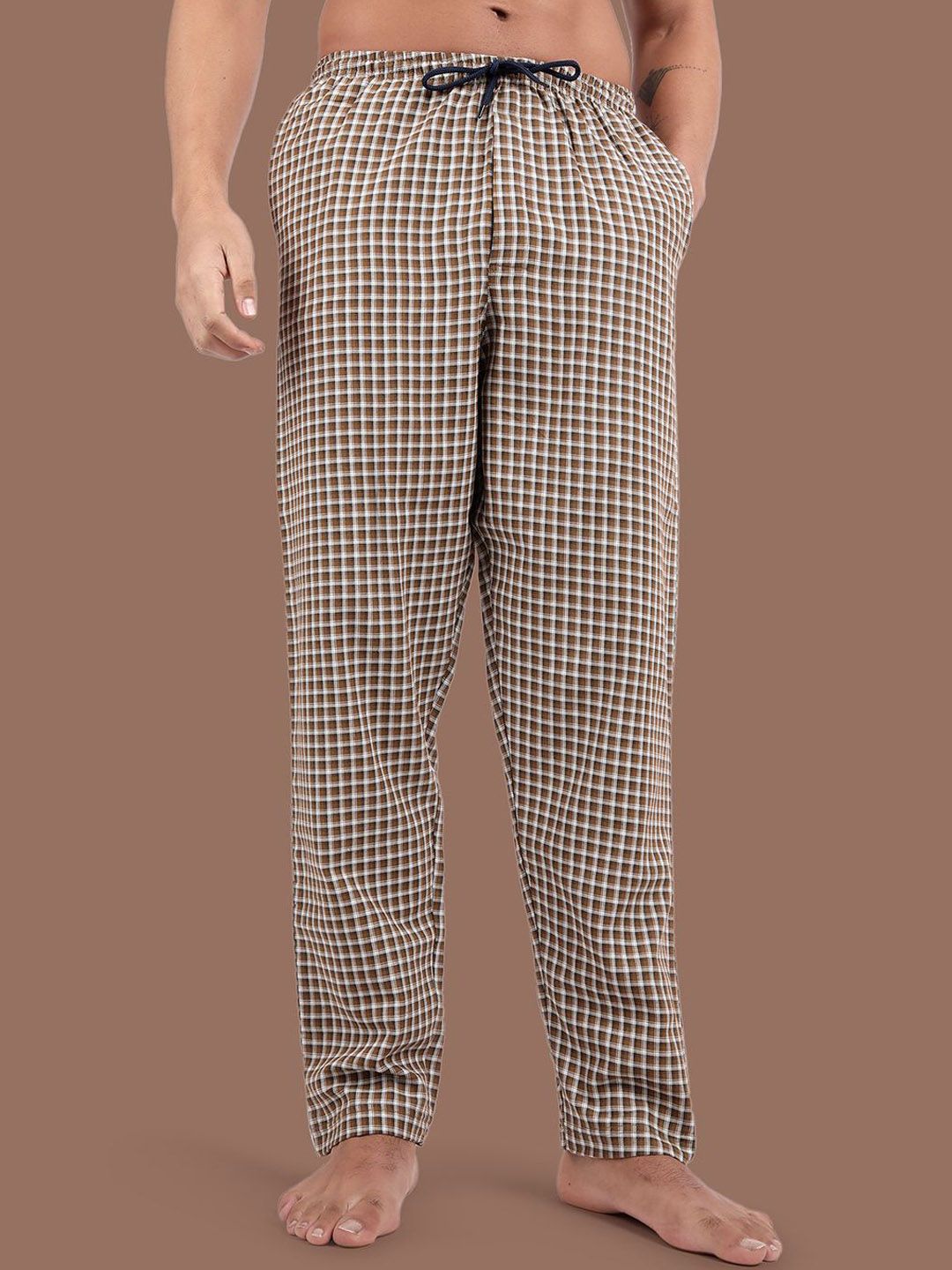 Kryptic Checked Pure Cotton Woven Lounge Pants-picture-14