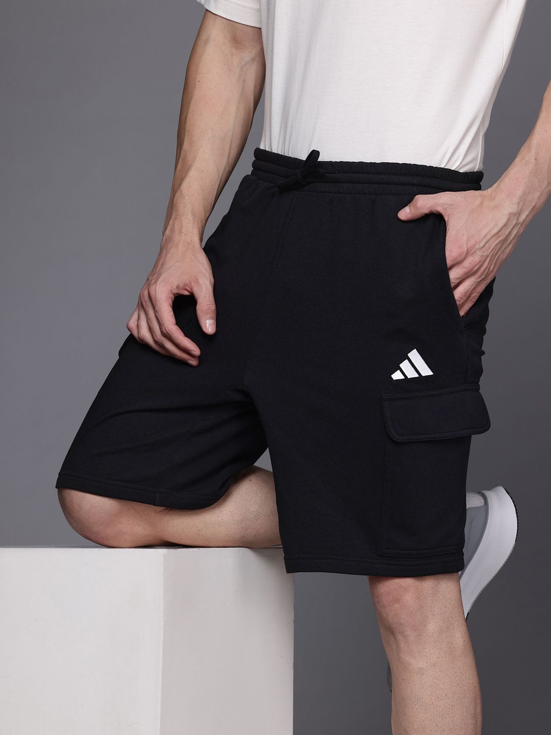 ADIDAS Men Brand Logo Detail Mid-Rise Regular Fit FELCZY Cargo-Style Sports Shorts-image-34