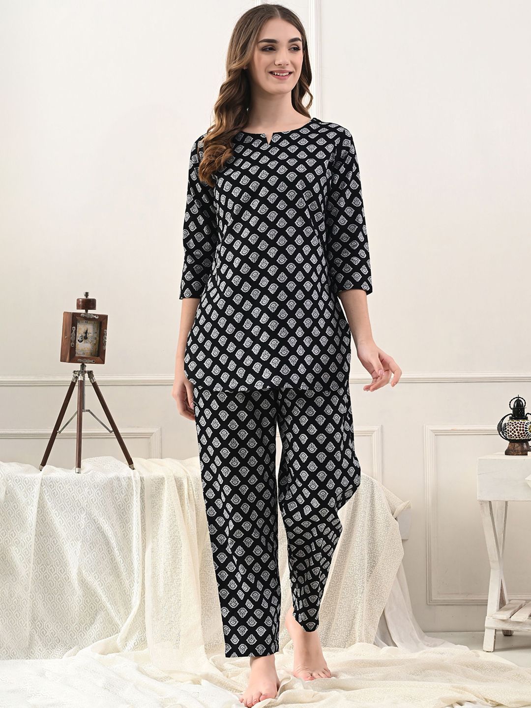 TREND ME Women Floral Printed Pure Cotton Night suit-picture-45
