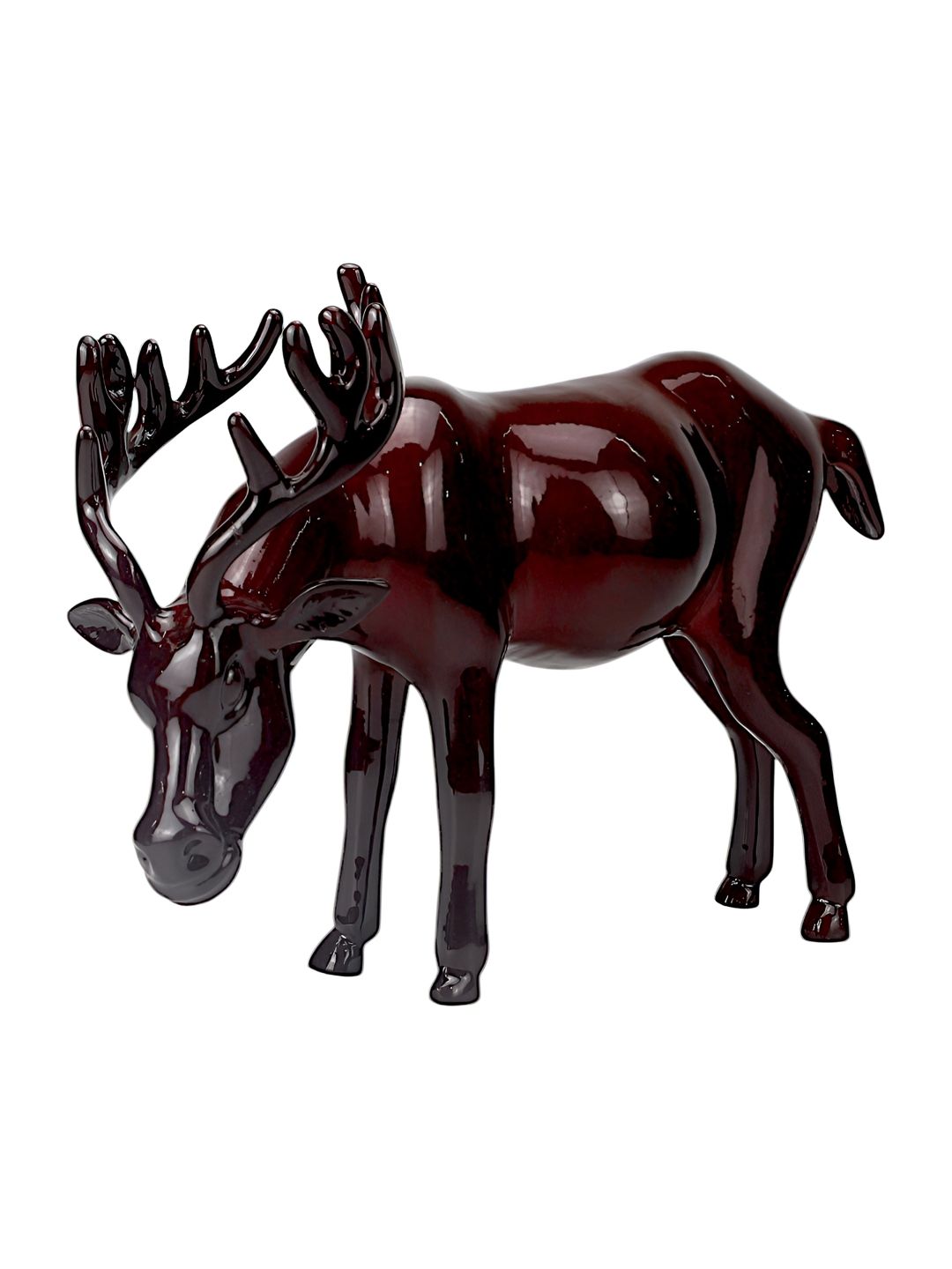 Hind Decor Red & Black Long Horn Reindeer Aluminum Showpiece-picture-17