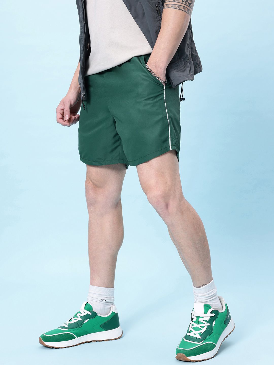 glitchez Men Teal Twist Relaxed Fit Shorts-image-39