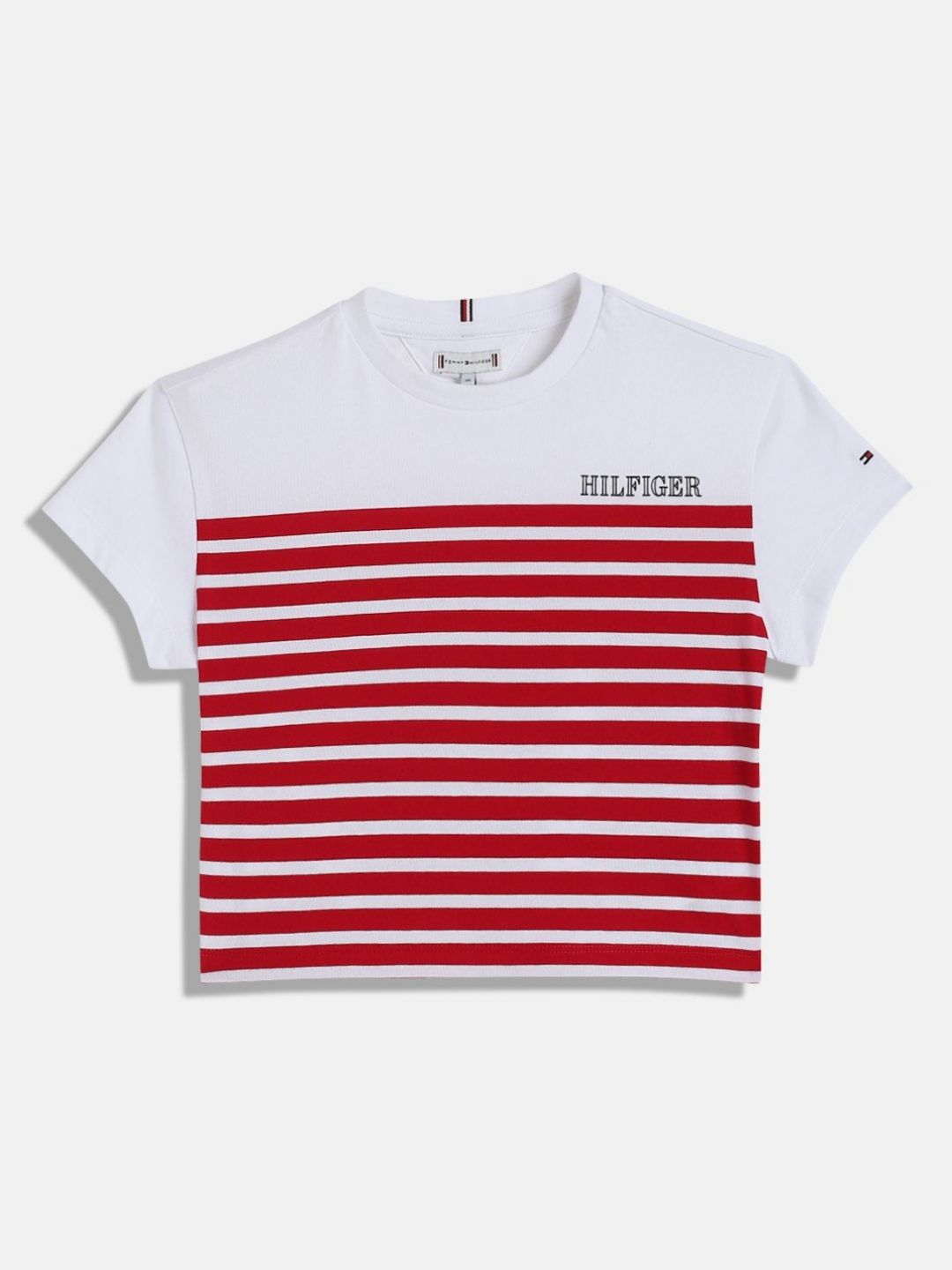 Tommy Hilfiger Girls Striped Round Neck Cotton T-shirt-picture-38