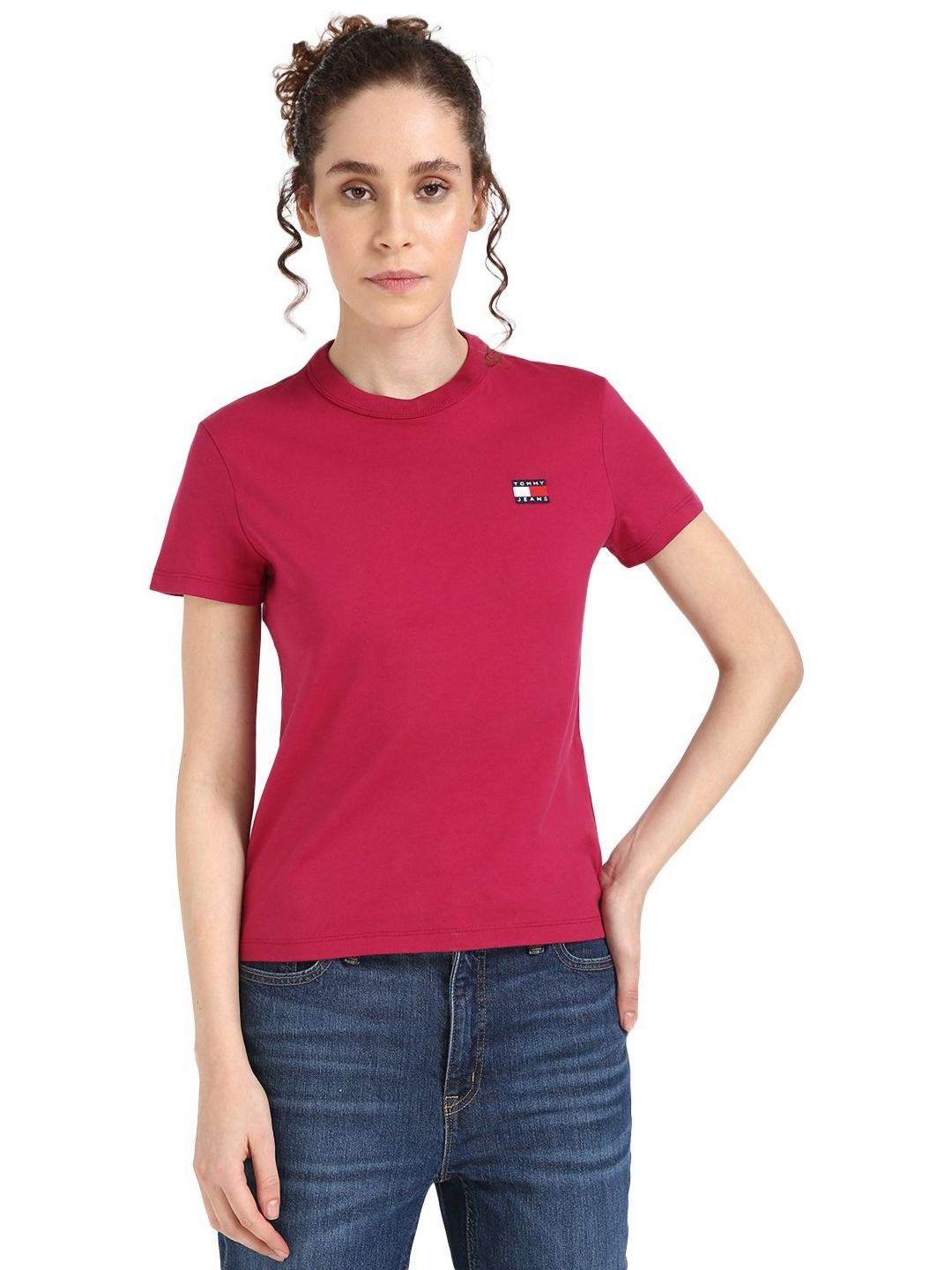 Tommy Hilfiger Women Solid Round Neck Cotton T-shirt-picture-29