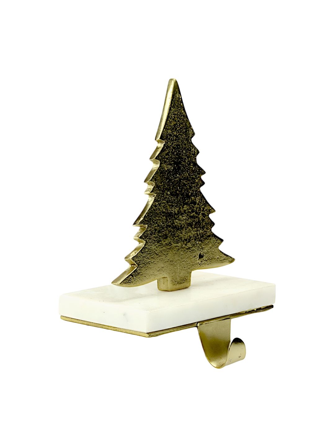 Hind Decor Gold-Toned Aluminum Christmas Tree Marble Base Stocking Holder-picture-23