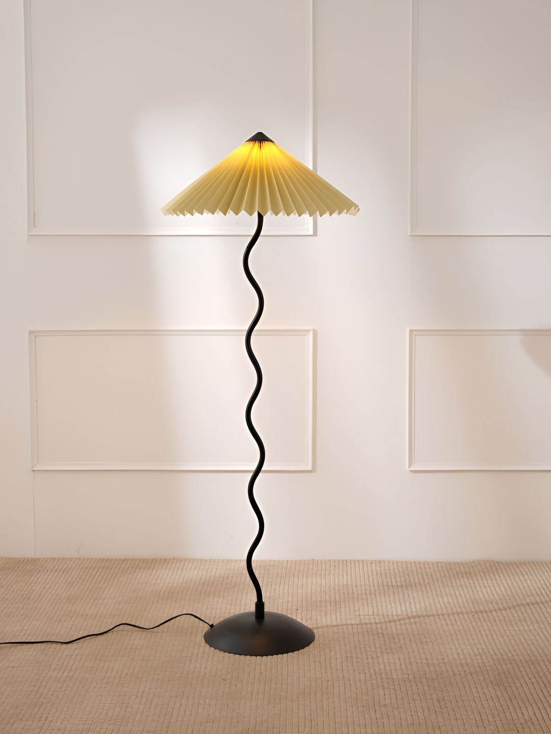 FIG Olive Green Wavy Textured Metal Semi-sphere Shaped Floor Lamp-image-5