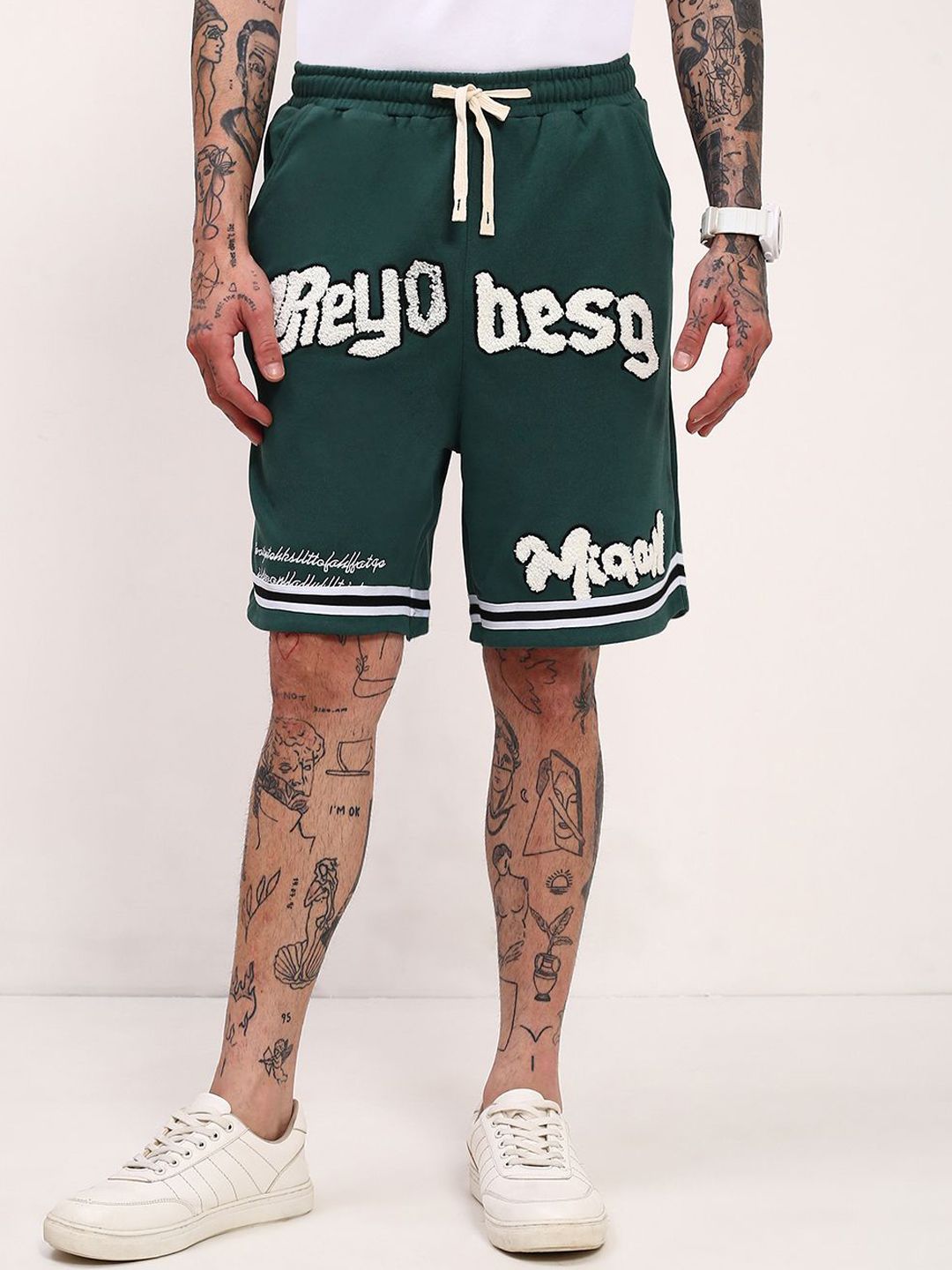 SHOWOFF Men Typography Embellished Regular Fit Cotton Shorts-picture-22