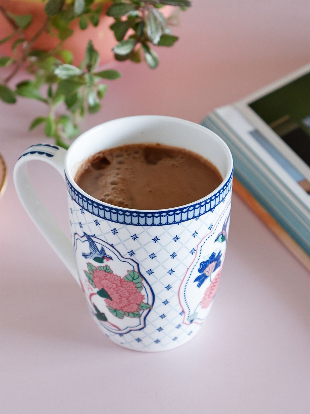 CLAY CRAFT Blue & White Printed Ceramic Glossy Mugs Set of Cups and Mugs-image-42