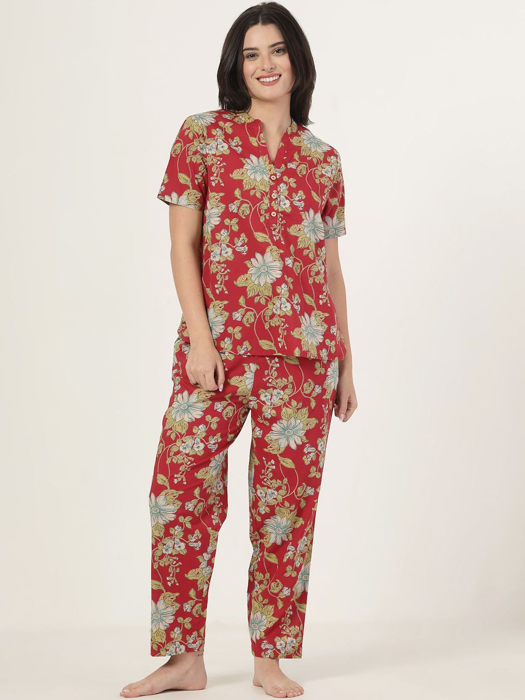 Style Quotient Floral Printed Pure Cotton Night Suit-picture-39