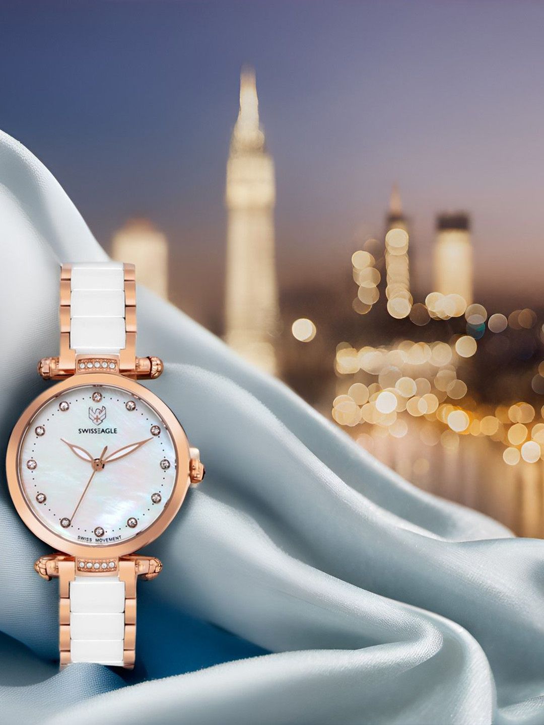 Swiss Eagle Women Embellished Dial & Stainless Steel Bracelet Style Straps Analogue Watch SE-9177-22A-picture-21