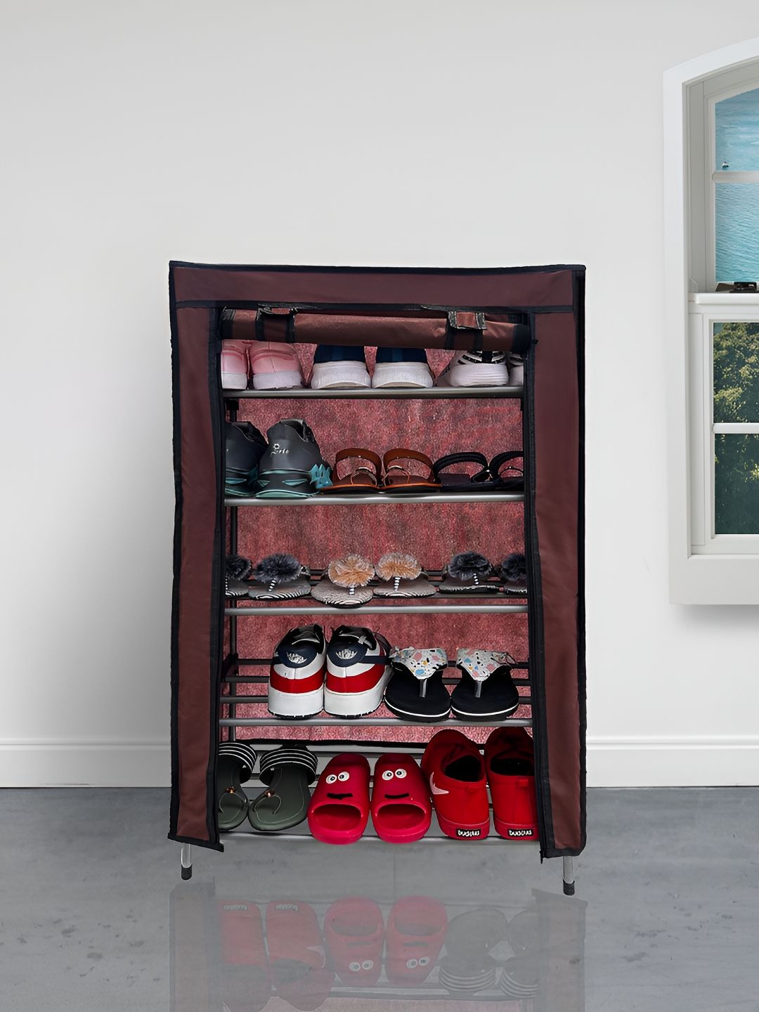 Rmerchants Brown & Black 5-Tier Shoe Rack-picture-1