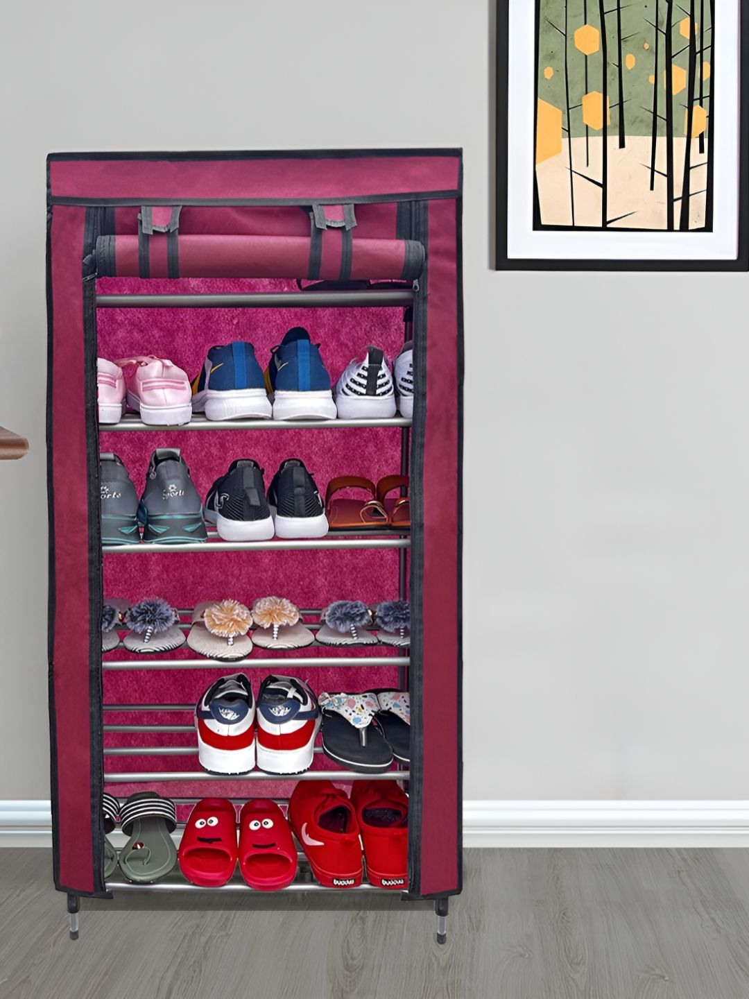 Rmerchants Maroon & Black 6-Tier Shoe Racks-image-22
