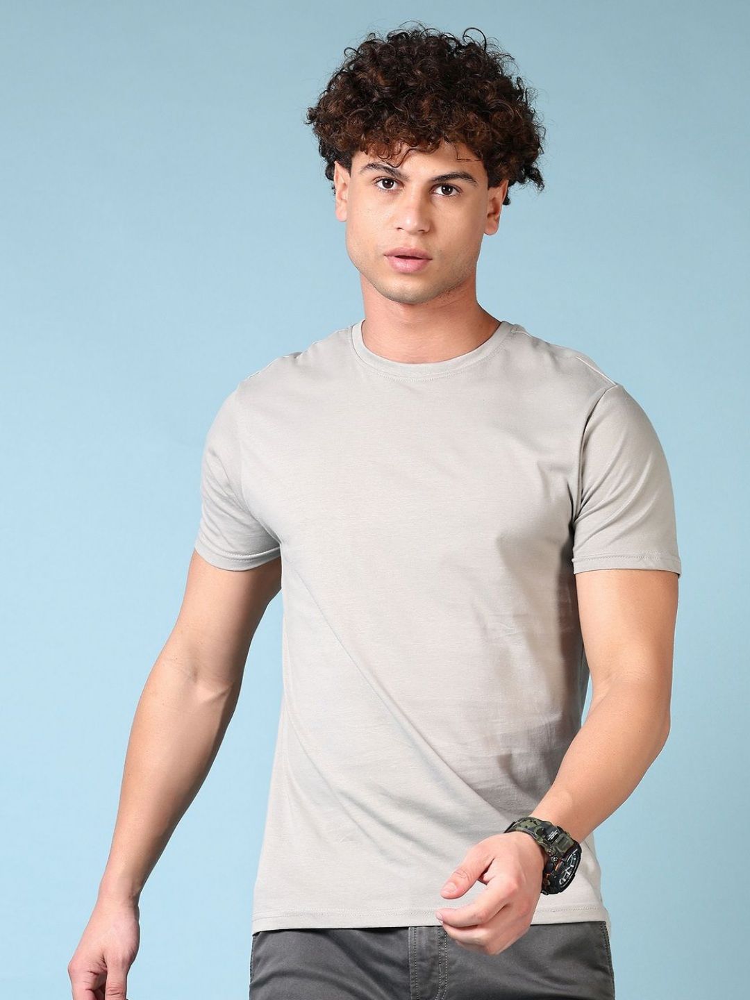 V-Mart Men Solid Round Neck Cotton T-shirt-picture-23