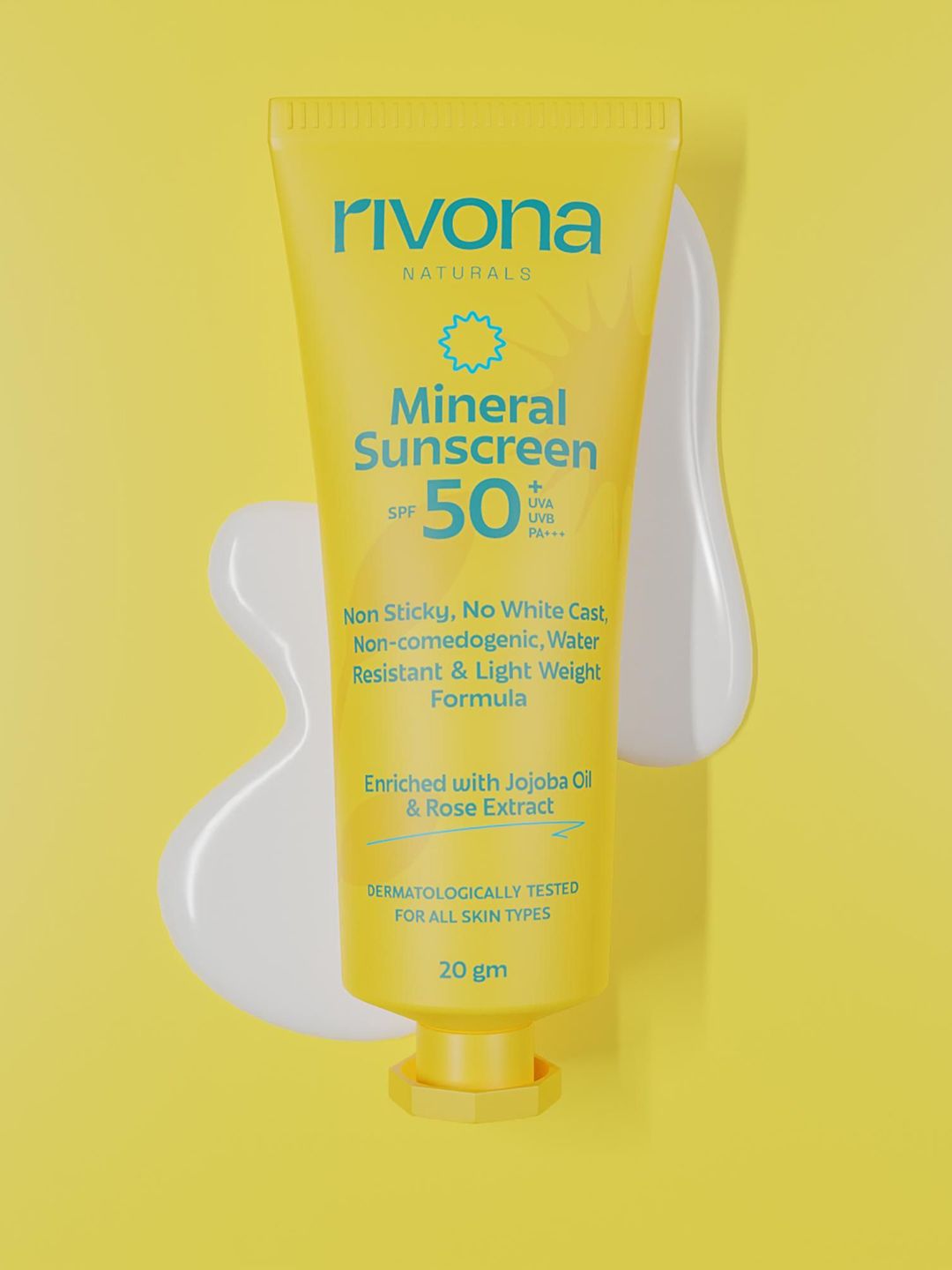 Rivona Naturals SPF 50+ UVA UVB PA+++ Mineral No White Cast Sunscreen with Jojoba Oil -20g-image-22