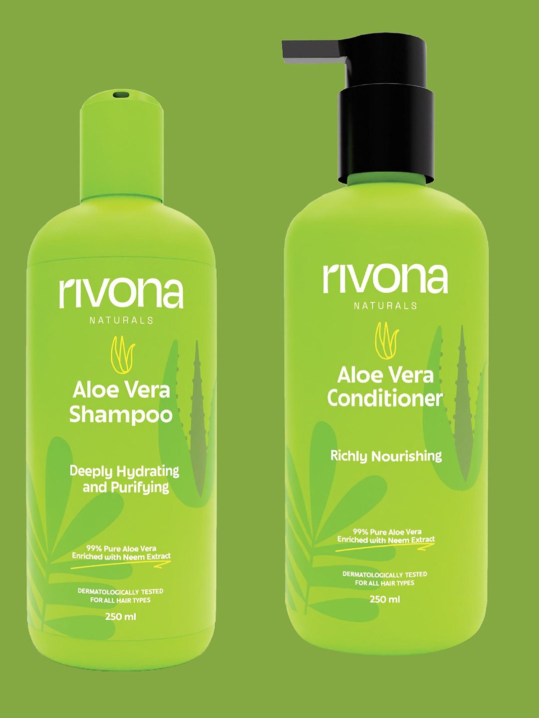 Rivona Naturals Set of 2 Aloe Vera Hair Nourishing Duo Shampoo & Conditioner - 250ml Each-image-48