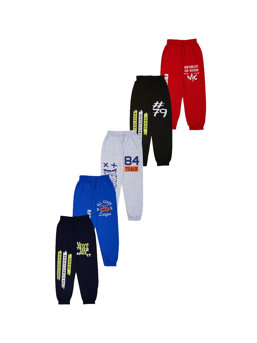 FAZZA Boys Pack Of 5 Printed Cotton Joggers-picture-19