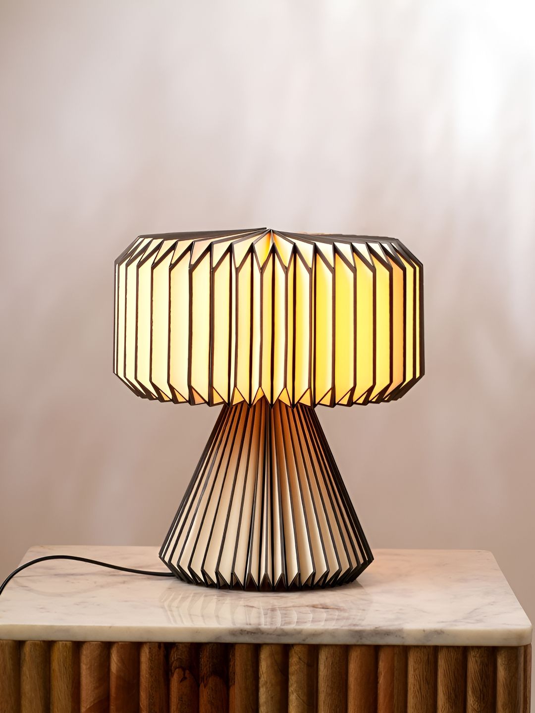 FIG Orilamp Off White & Black Textured Metal Cylindrical Shaped Table Lamp with Bulb-picture-27
