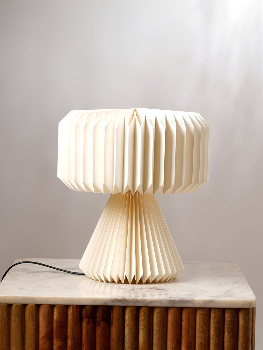 FIG Orilamp Off White Metal Cylindrical Shaped Table Lamp with Bulb