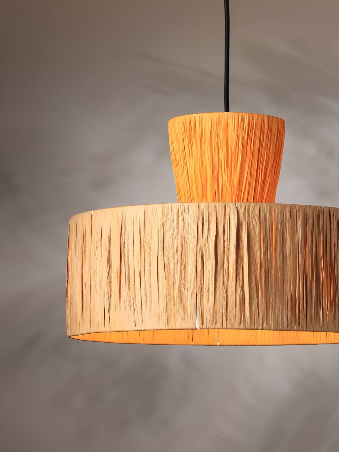 FIG Ombre Orange & Black Textured Cylinder Shaped Pendant Ceiling Lamp-picture-35