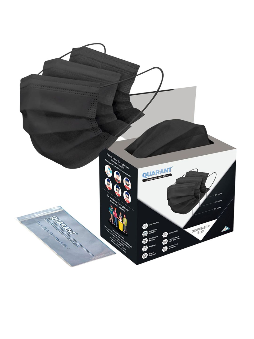 QUARANT Unisex Pack of 100 3 Ply Protective Outdoor Mask