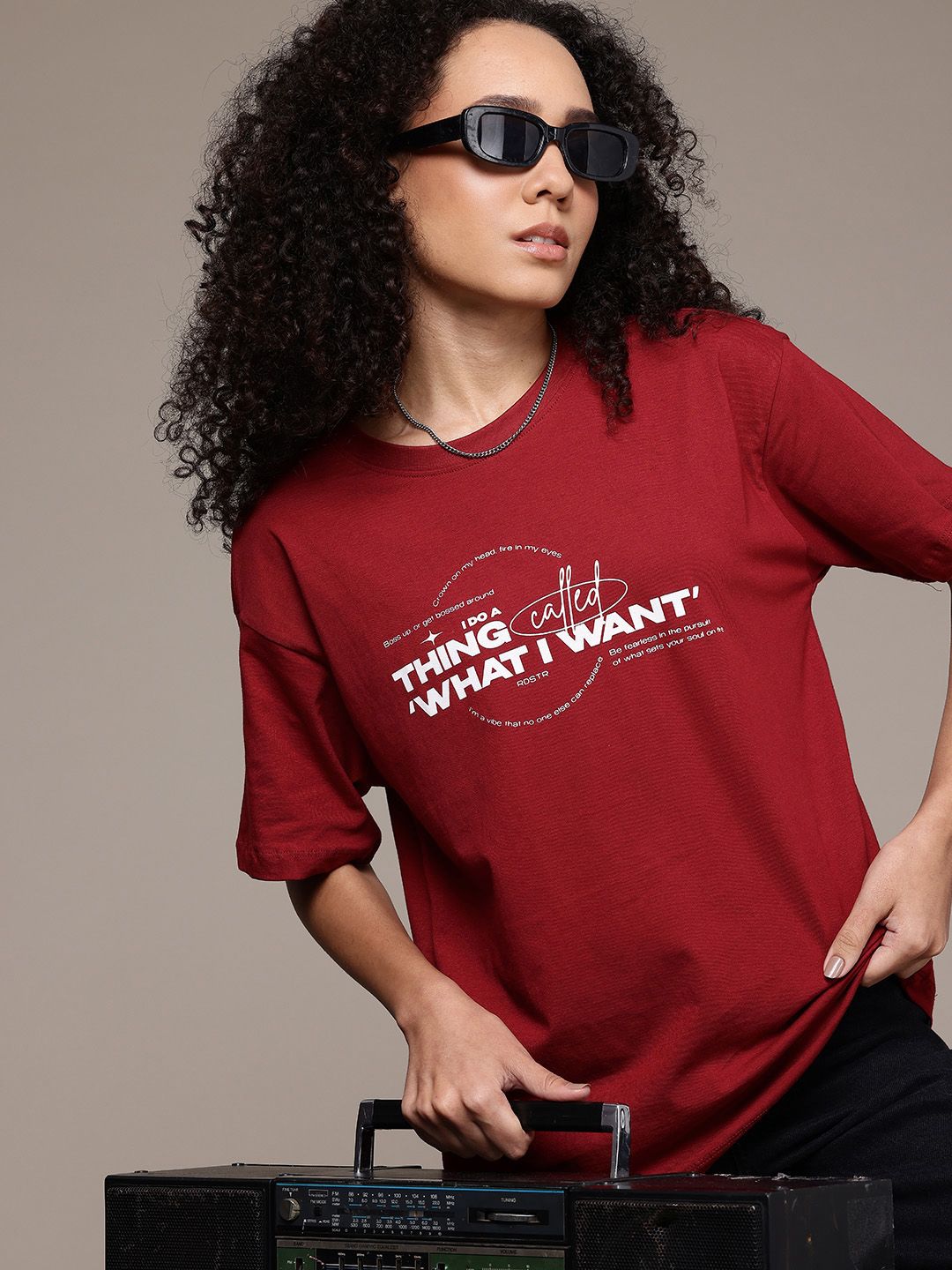 The Roadster Life Co. Printed Drop-Shoulder Sleeves Pure Cotton Oversized T-shirt-picture-26