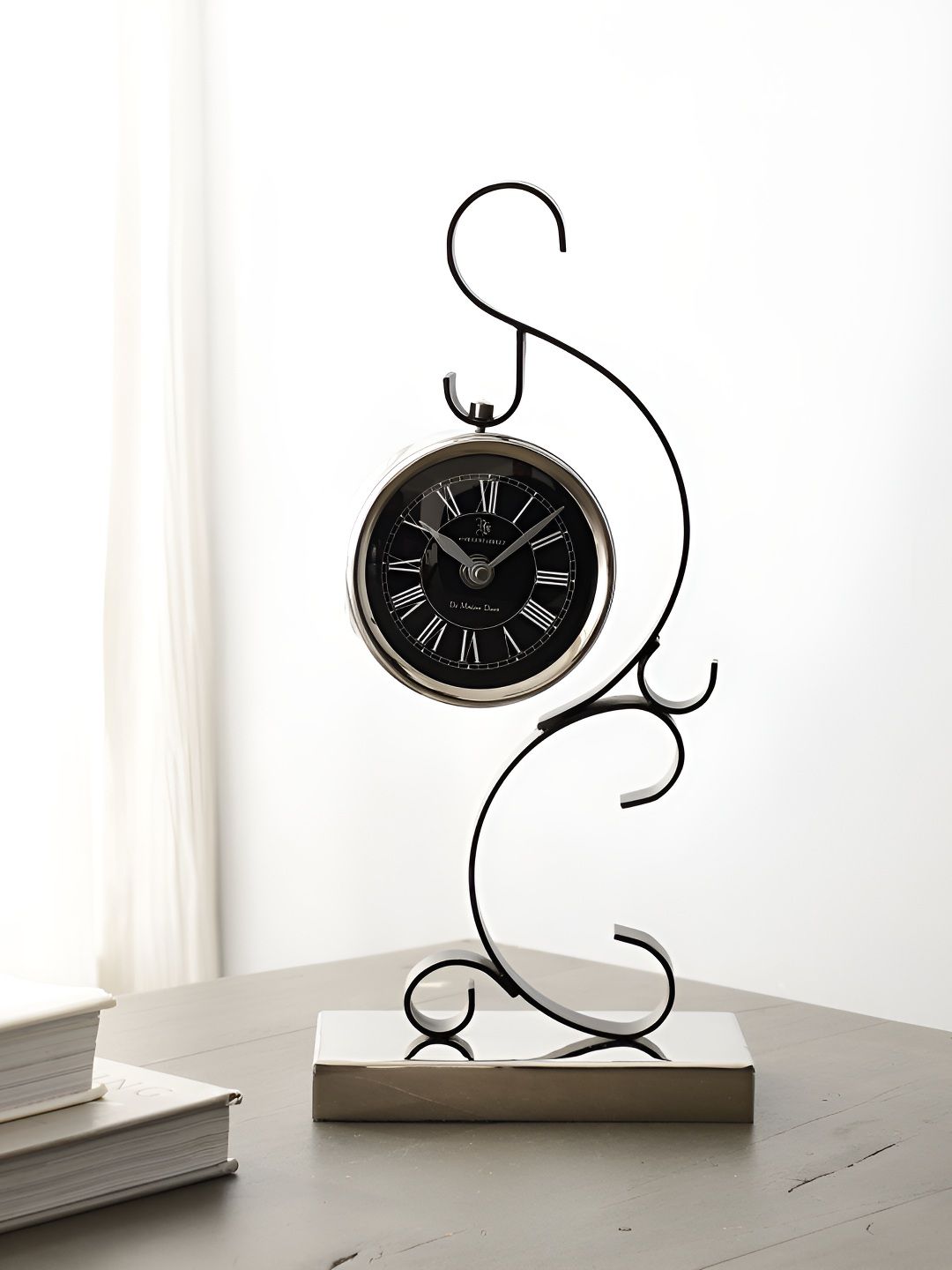 Decor de Maison Silver-Toned Traditional Table Clock-image-13