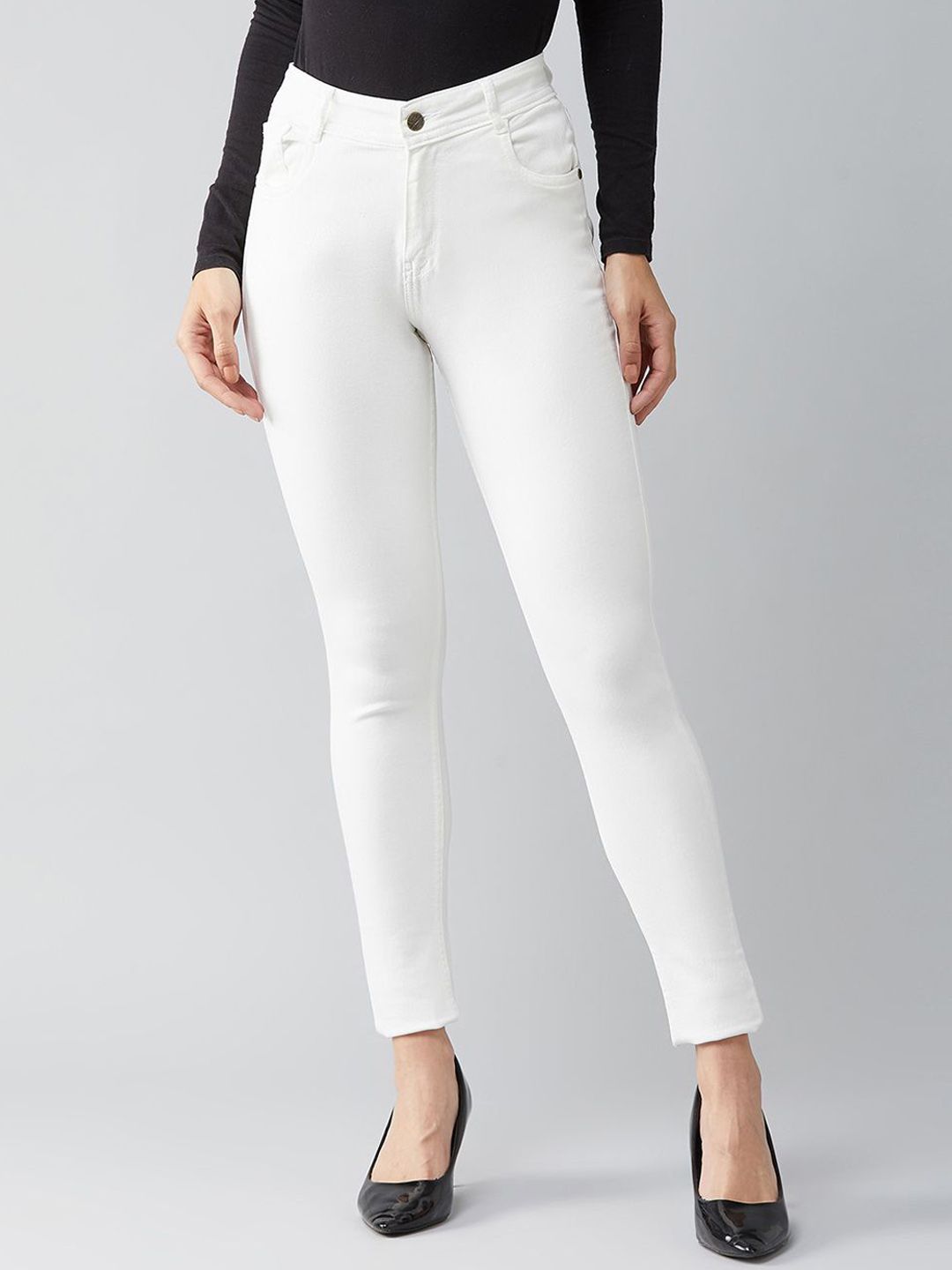 DOLCE CRUDO Women Skinny Fit High-Rise Light Fade Stretchable Jeans-picture-32