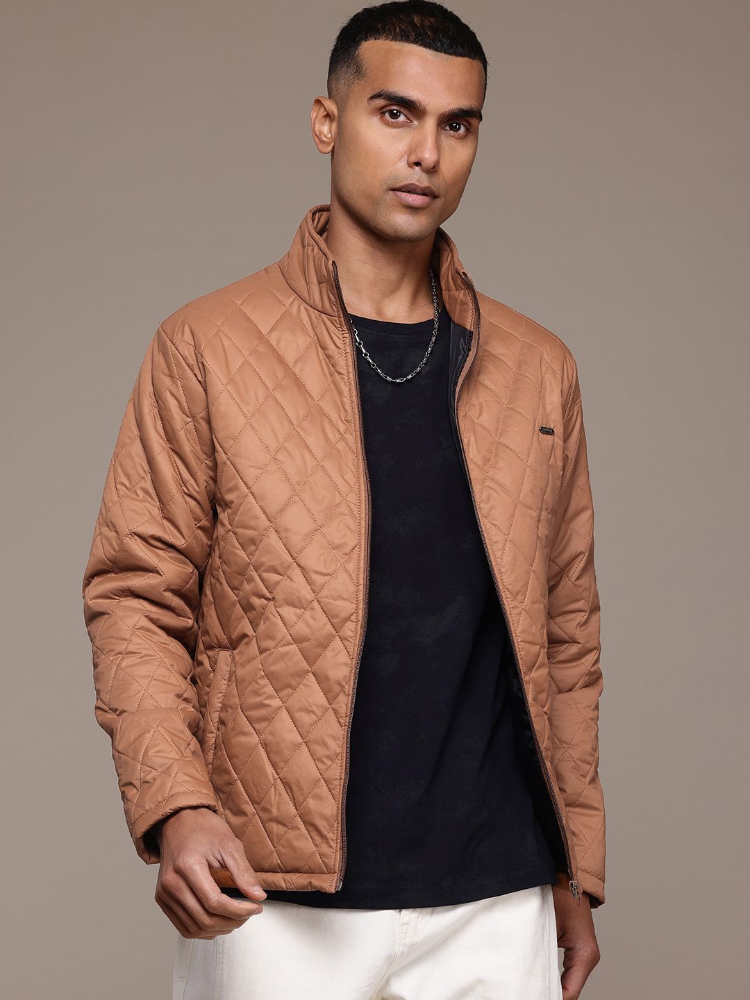 The Roadster Lifestyle Co. Mock Collar Lightweight Padded Jacket-image-33