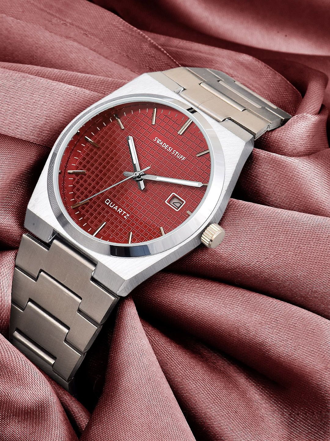 SWADESI STUFF Men Dial & Bracelet Style Straps Analogue Watch SDS 151 RED 99-picture-4