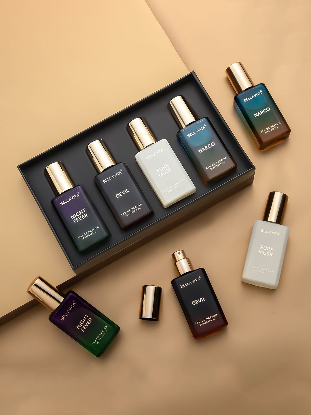 Bella Vita Organic Set Of 4 Night Fever, Devil, Narco & Pure Musk Eau de Parfum 20 ml Each