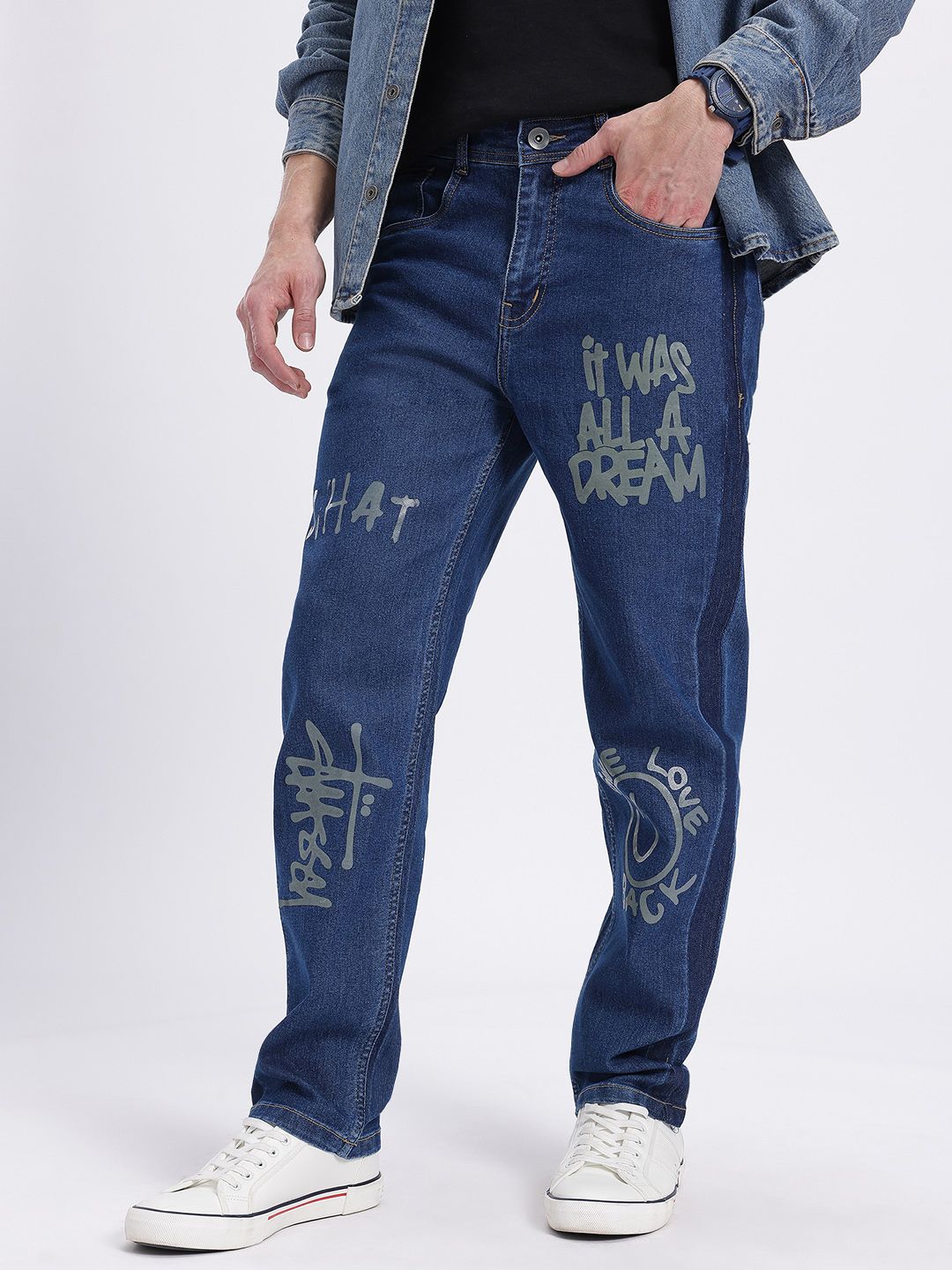 glitchez Men Relaxed Fit Mid-Rise Printed Jeans-picture-22