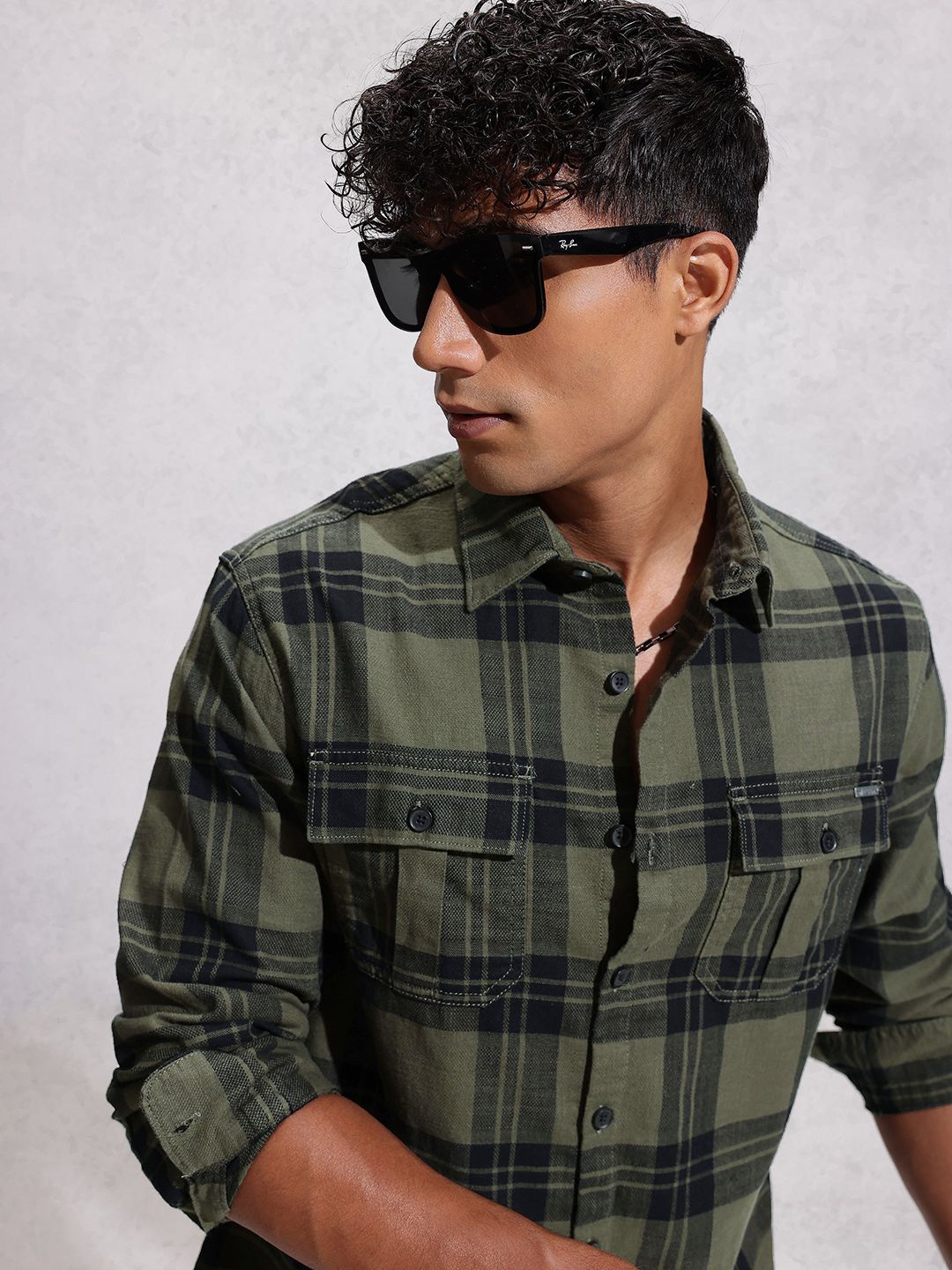 WROGN Comfort Fit Checked Pure Cotton Casual Shirt-picture-22