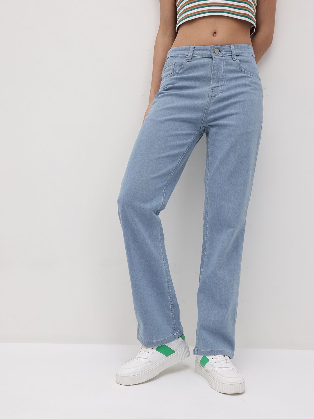 The Roadster Life Co. Women Straight Fit Mid-Rise Stretchable Jeans