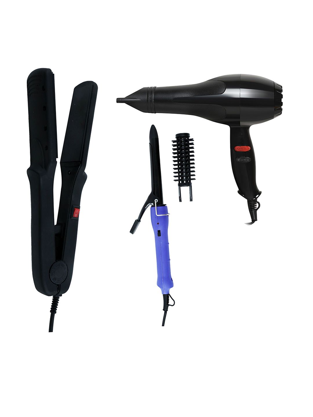 NIRVANI 3 Pcs NV-6130 1800 Watt Hair Dryer 522 With Hair Straightener & 16B Hair Curler