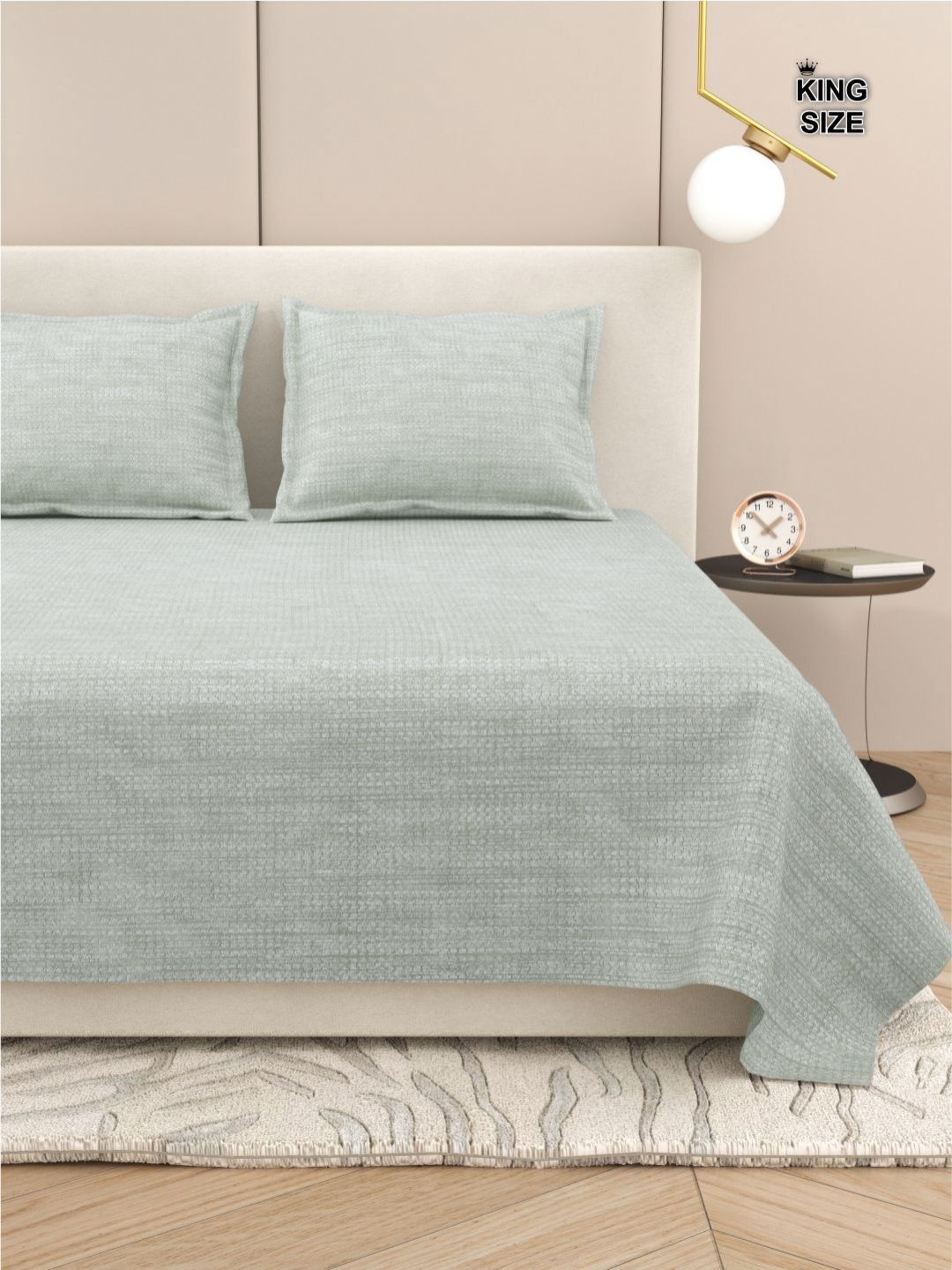 DREAM WEAVERZ Grey 220 TC King Bedsheet with 2 Pillow Covers-image-22