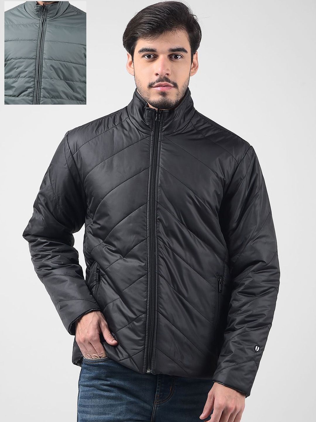 Numero Uno Men Mock Collar Solid Casual Padded Lightweight Jacket-picture-37