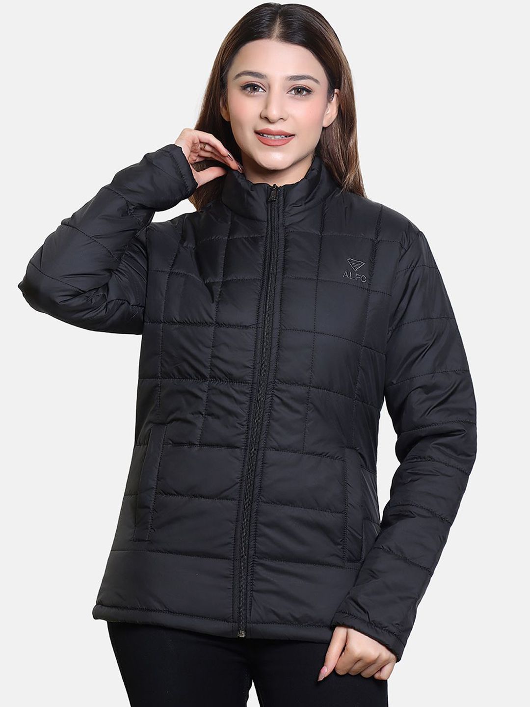 BAESD Women Mock Collar Solid Casual Padded Lightweight Jacket