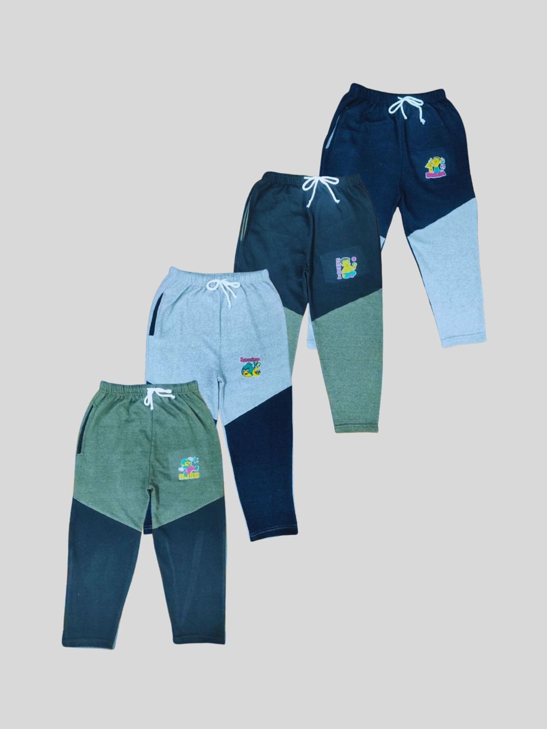 Seyor Kids Pack Of 4 Colourblock Mid Rise Track Pants-image-42