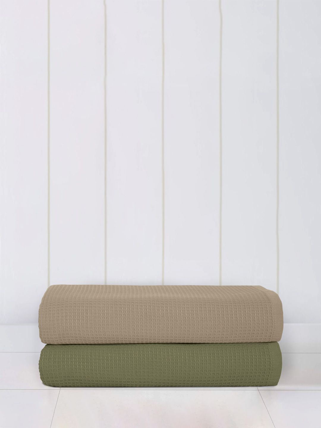 Mulberry Living Beige & Olive Green 2 Cotton 450 GSM Bath Towel-picture-26