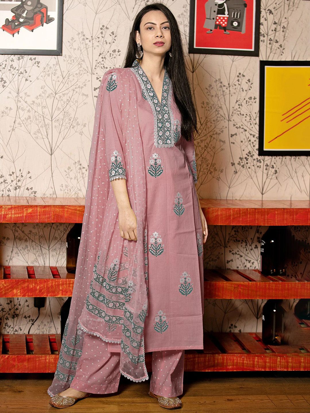 Anni Designer Floral Printed V-Neck Straight Kurta With Palazzos And Dupatta-picture-25