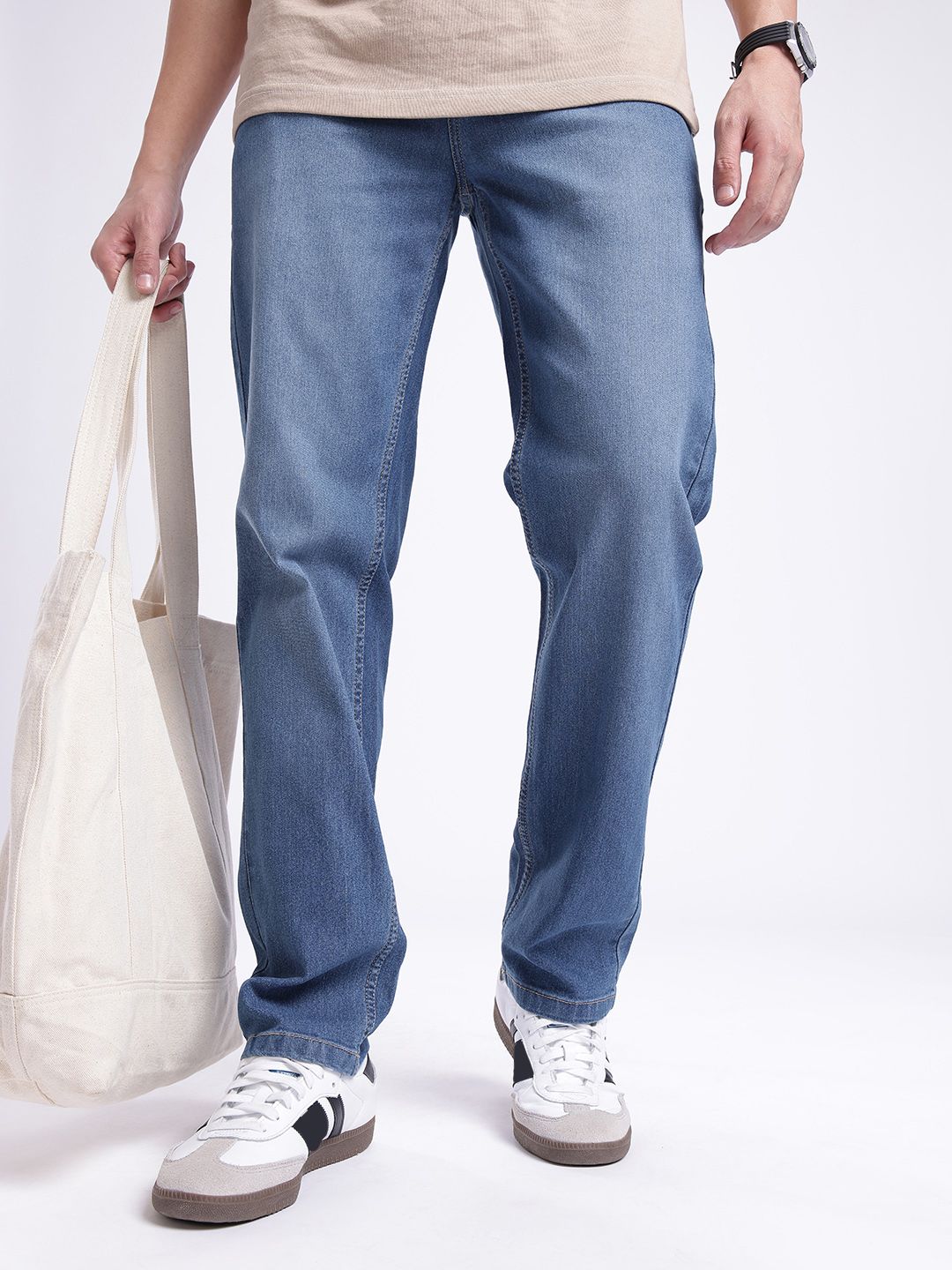 glitchez Men Relaxed Fit Light Fade Stretchable Jeans-picture-19